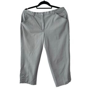 Hearts of Palm Tan Cream Capris Elastic Waist Cotton Pants SZ 14P